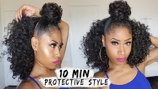 EASY 10MIN BUN  HALF DOWN CURLY STYLE  hair howto [upl. by Gomez]