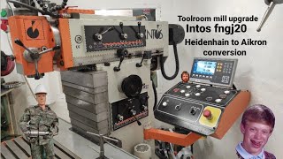 Intos fngj20 toolroom mill getting a HeidenhainAikron conversiongreat upgrade to get a better DRO [upl. by Rolyab]