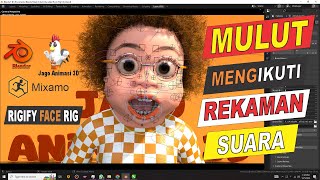 Menggerakkan Mulut Animasi 3D Otomatis ❓Menggunakan Rhubarb Lip sync 💯 jagoanimasi3d blender [upl. by Bonine909]