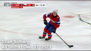 Stian Solberg  All Shifts  Team Norway U20 vs Team Czechia U20 WJC  12 27 2023 [upl. by Liamsi56]