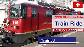 🇨🇭 4K Swiss Train Ride  Chur to Landquart  Switzerland  RhB Rhätische Bahn  Side view ride [upl. by Tartaglia]