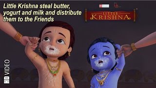 Little Krishna steal butter yogurt amp milk and distribute in friends [upl. by Rothmuller67]