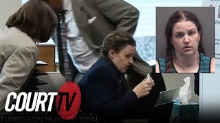 Panic Attack in Court while Texts Read in Tortured Son Murder Trial [upl. by Haelahk689]