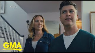 Scarlett Johansson and Colin Jost give GMA 1st look at Super Bowl ad l GMA [upl. by Wenger]