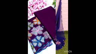 💆650 Plain georgette sarees with multi color arco thread border With designer blouse 9488075275 [upl. by Atel365]