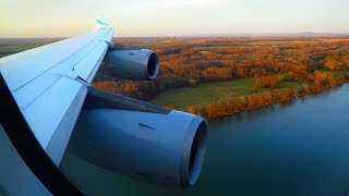 GOLDEN HOUR Eurowings Airbus A340300 ONBOARD Landing at Vienna Airport Seat 10A [upl. by Levan]