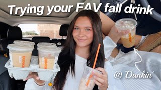 trying my subscribers FAV FALL drinks from Dunkin [upl. by Clive]