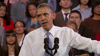 2013 Obama responds to hecklers at speech [upl. by Manaker798]