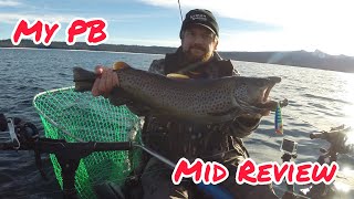 Cascade Pro kayak review with my PB Brown Trout Same as Lost Creek Angler Mako Riot [upl. by Ihsakat]