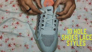 10 HOLES SHOES LACE STYLE  SPORTS SNEAKER NEW LACE STYLE  CROSSING LACE STYLES shoes howtodo [upl. by Inhoj397]