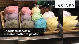 This place serves a massive platter of gelato [upl. by Schwinn]