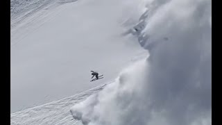 Skiers Epic Backflip Escaping Avalanche [upl. by Samled623]