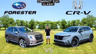 COMPACT SUV CLASH  2024 Honda CRV vs 2024 Subaru Forester Comparison [upl. by Eardna679]