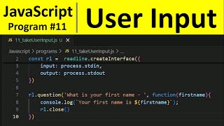 JavaScript Program 11  How to Take user input using readline in JavaScript [upl. by Lundquist]