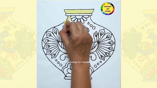 Flower Pot Drawing  How To Make Flower Pot Pot Design Design In A Flower Pot  Fuldani Design [upl. by Guendolen132]