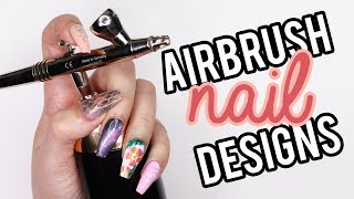 5 Easy Nail Art Designs Using An AIRBRUSH [upl. by Damas2]