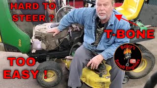 HARD TO STEER JOHN DEERE D140 RIDING MOWER HOW TO REPAIR IT AND PREVENT THIS PROBLEM [upl. by Alhak83]