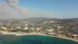 Wildfire devastation on Greek island of Rhodes seen from above  AFP [upl. by Eskil711]