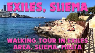 Real walking experience in Exiles area Sliema Malta September 2023 [upl. by Ardnaeel]