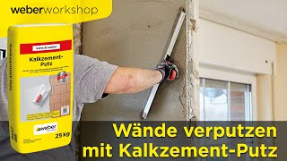 Wand mit KalkzementPutz verputzen  WeberWorkshop [upl. by Nissensohn]