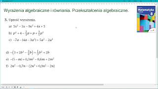 zad 3 str 47 WYRAŻENIA ALGEBRAICZNE I RÓWNANIA Matematyka z plusem 8 [upl. by Kean]