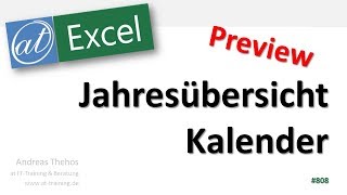 Jahresübersicht in Excel erstellen  Jahresplaner  Kalender  Preview [upl. by Nodarb]