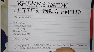 How to write a Recommendation Letter Reference Letter [upl. by Primo]