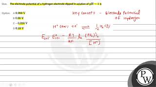 The electrode potential of a hydrogen electrode dipped in solution of \\ \\mathrmpH1 \\ is [upl. by Hardwick451]