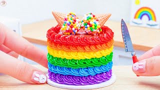 Buttercream Icing Cake Recipe 🌈 How to Make Perfect Miniature Cake With Rainbow Frosting [upl. by Devland]