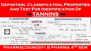 TANNINS  Secondary metabolites in plant pharmacognosy unit4  pharmacognosy1  B pharma 4th sem L6 [upl. by Junius821]