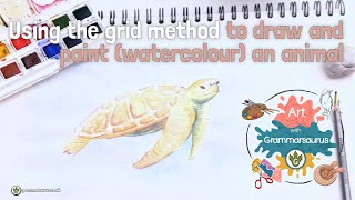 Art with Grammarsaurus  Chromatic  Using the grid method to draw and paint watercolour an animal [upl. by Masuh636]