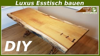 DIY Luxus Tisch selber bauen  Anleitung  XXL Massivholz Esstisch  Franks Shed [upl. by Laband131]