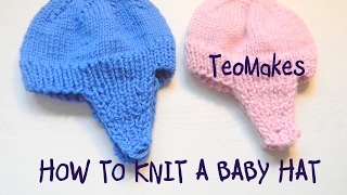 HOW TO KNIT A BABY HAT  TeoMakes [upl. by Risser167]