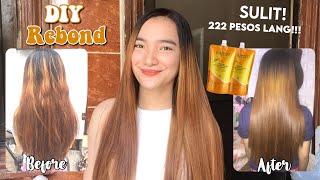 DIY REBONDING MY HAIR AT HOME USING BREMOD FOR ONLY 222 PESOS TIPID  DENAYS ANN [upl. by Nalaf]