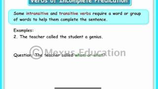 Verbs of Incomplete Predication  English Grammar  iken  ikenedu  ikenApp [upl. by Spohr]