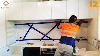 How to Install Kitchen Splashback one Piece Tile 25m by 90cm 12 [upl. by Ackerman]