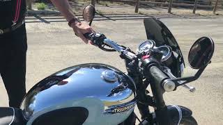 ￼New Triumph t120 Bonneville ride review chrome edition with Ohlins suspension and accessories [upl. by Tenner]