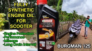 POWER 1 ULTIMATE 5W40 FULLY SYNTHETIC ENGINE OIL FOR SCOOTER BURGMAN 125 castrolpower1 [upl. by Annawahs]