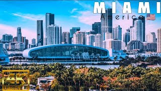 Miami city  Florida USA 🇺🇸 aerial view by drone in 4K  video contentFly61 [upl. by Aztiray219]