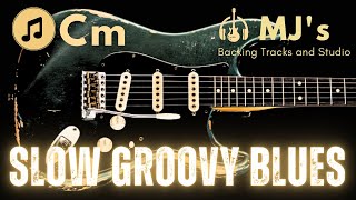 Medium Slow Groovy Blues in C minor  Guitar Backing Track [upl. by Llenrub]