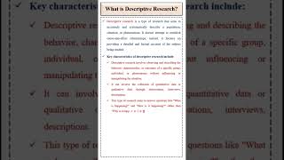 What is descriptive research researchmethods descriptiveresearch researchmethodology education [upl. by Rickard]