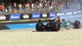 kimi antonelli crash video italy FP1 highlinghts Gros crash d’une Mercedes à Monza oberhallau 2024 [upl. by Eninaj]