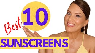 TOP 10 Mineral SUNSCREENS for MATURE SKIN amp How to REAPPLY SPF OVER MAKEUP [upl. by Zetrom375]