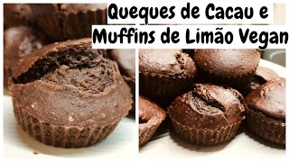 QUEQUESMUFFINS DE CACAU VEGAN e QUEQUESBLONDIES DE LIMÃO SEM OVOS  CASAL100CULPA [upl. by Jaclyn90]