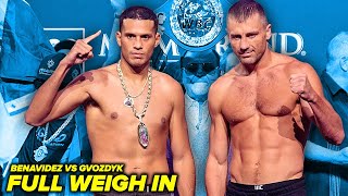 David Benavidez vs Oleksandr Gvozdyk Full Weigh in amp Face Off Video [upl. by Narhem89]