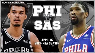 San Antonio Spurs vs Philadelphia 76ers Full Game Highlights  Apr 7  2024 NBA Season [upl. by Sueaddaht]