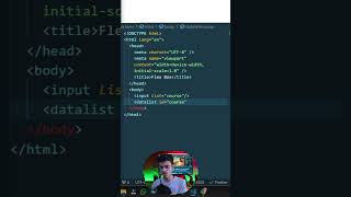 HTML Hacks 😎  HTML Datalist  Auto Suggestions In HTML Input programming shorts youtubshorts [upl. by Hedva]