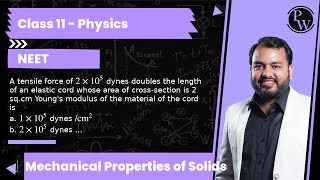 A tensile force of 2 × 105 dynes doubles the length of an elastic cord whose area of crosssecti [upl. by Japha]