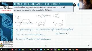 TEMA 2 CICLOALCANOS  EJERCICIO 5 NOMBRAR LOS SIGUIENTES CICLOALCANOS [upl. by Aurilia]