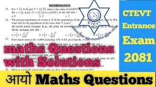 आयो Maths Questions with Solutions for CTEVT Entrance Exam Preparation 2081 modelquestions [upl. by Holsworth208]